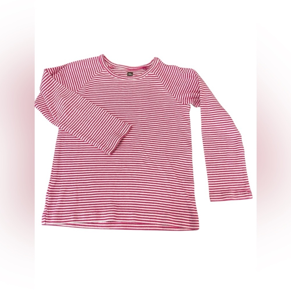 Tea Collection Pink and White Striped Long Sleeve Tee